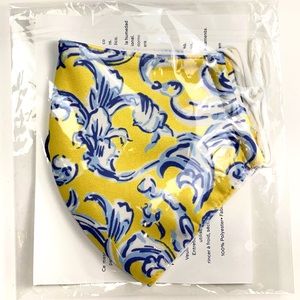 Tory Burch Designer Face Mask- Yellow/ Blue Floral